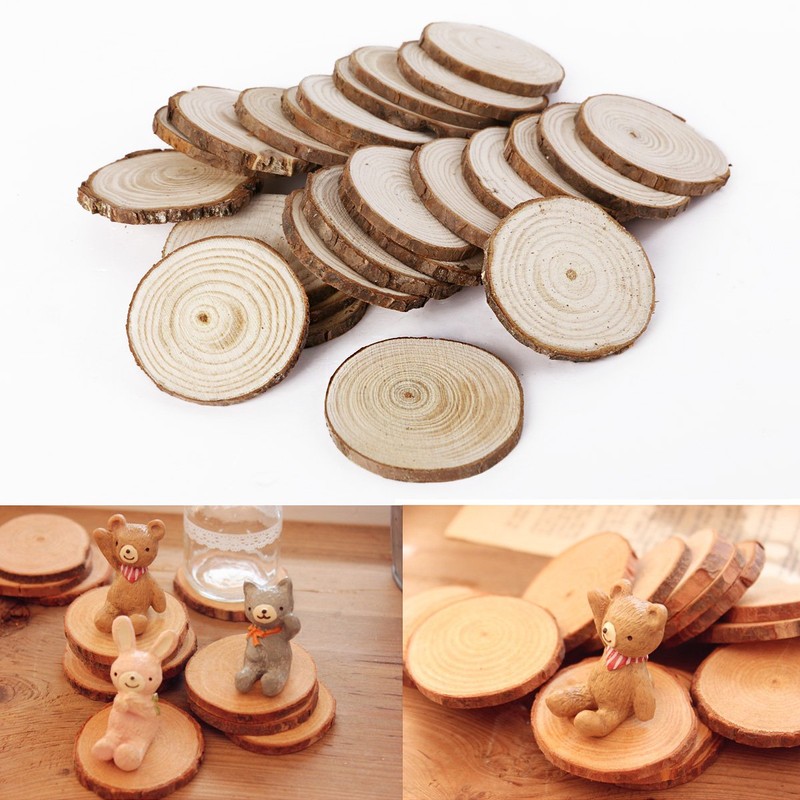 25pcs DIY Parts Wooden Natural Wood Stump Coaster Simple Natural
