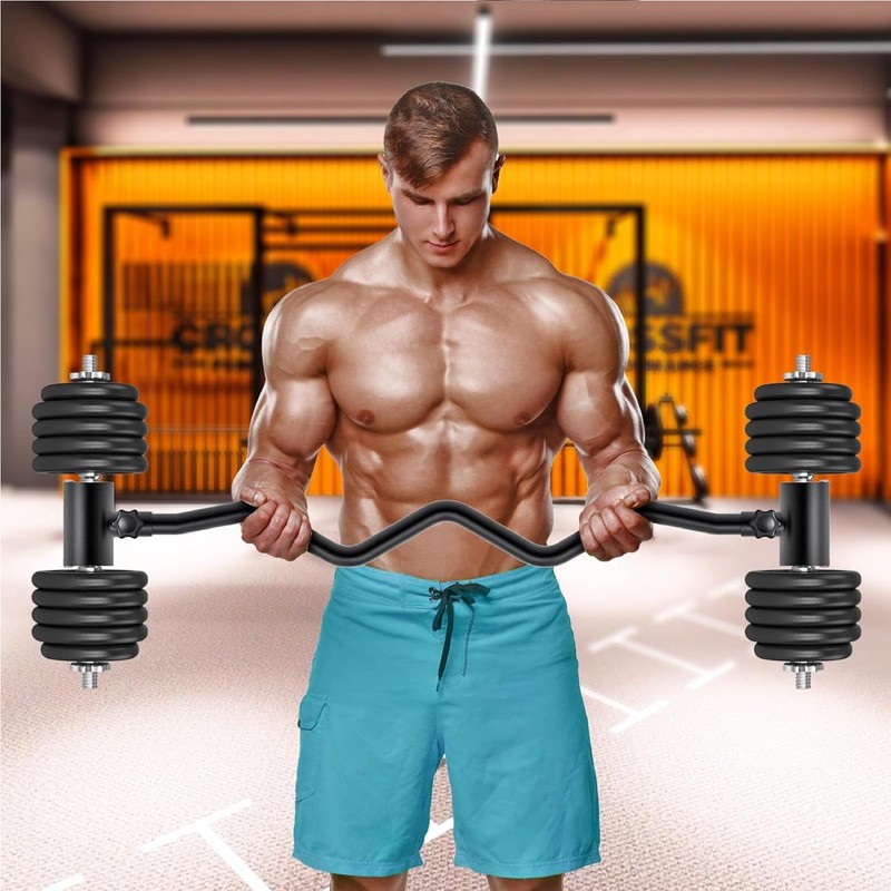 Kipika Dumbbell Converter, Adjustable EZ Curling Bar Adapter, Convert Dumbbells