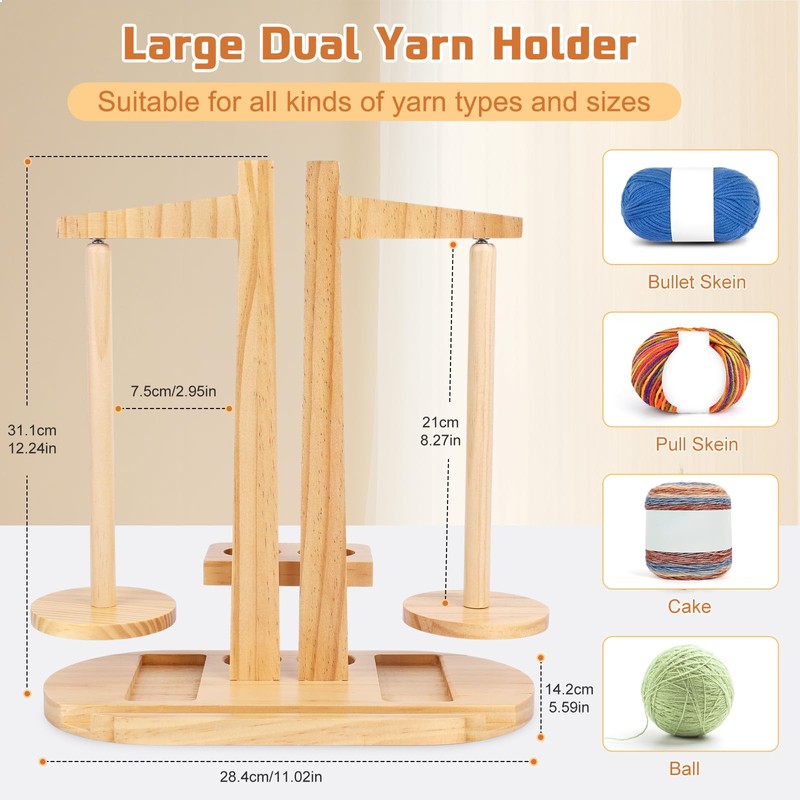 Coopay Double Yarn Holder Magnetic, Wooden Yarn Holder for Crochet