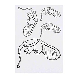 Azeeda 4 x 'Ameisenbär' Temporäre Tattoos - Wasserfest, Hautfreundlich & Ungiftig · Transfers in Verschiedenen Größen (TO00000490)