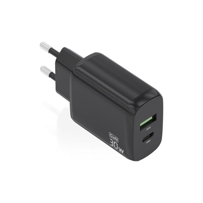 CARGADOR AISENS GAN 30W, 1XUSB-C PD3.0 QC4.0, 1XUSB-A QC3.0,