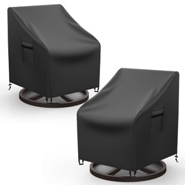 Mrrihand Outdoor Swivel Lounge Chair Cover Waterproof, 2 Pack Heavy Duty Patio Rocking Chair Covers for Outdoor Furniture, 33" W×37" D×38.5" H, Black