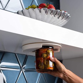 2 Pack Under Cabinet Jar Opener, Can & Bottle Opener Jar Gripper, Under Kitchen Cabinet Lid Opener Opens Any Size/Type of Lid Effortlessly, Great for Seniors & Weak or Arthritic Hands