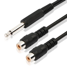 PNGKNYOCN 6.35mm to 2 RCA Cable 1/4 inch TS Male to 2 RCA Female Jack Y Splitter Adapter Audio Cable for Amplifiers, Speakers, Recording Equipment and More（20cm）