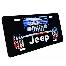 UltraMagaAF.com JEEP GRILL AMERICAN FLAG aluminum LICENSE PLATE metal print vanity tag PATRIOTIC