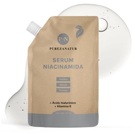 PUREZA NATUR Suero facial Niacinamida B3, Vitamina E y Acido hialurónico 50ml | Serum Niacinamide para todos tipos de piel skin barrier hidratante, antioxidante potente reductor de ojeras y líneas de expresión (Refill 125ml)