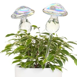 Kingbuy Plant Watering Globes Iridescent Mushroom Self Watering Planter Automatic Irrigation Device for Plant Indoor Outdoor, 2 Pack