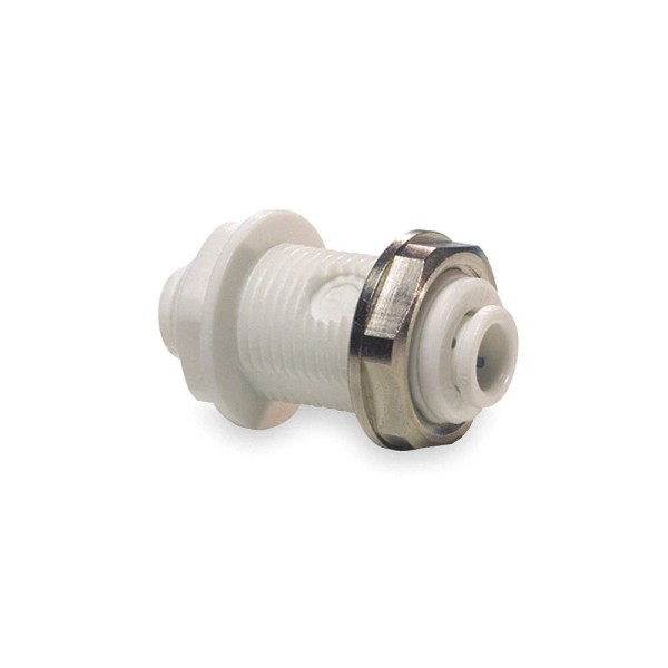 JOHN GUEST PP1208W-PK10 Bulkhead Adapter,Tube 1/4 in.,Poly,PK10 1WTR8