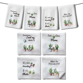 WADORN Microfibre Succulents Plants Tea Towels Pack of 4, Watercolor Potted Cactus Dish Cloth Towels Absorbent Soft Hand Towels Dishcloths for Bathroom Dining Holiday Banquet Wedding, 40x60cm