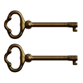 NATIKON KY-2AB Antique Brass Plated Hollow Barrel Skeleton Key (Pack of 2)
