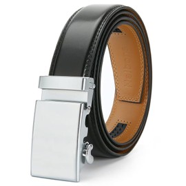 Nelbons Men's Belt, Slide Ratchet Belt for Men with Genuine Leather 1 3/8,Trim to Fit (black B3, 130cm / 28 "-44" adjustable waist)