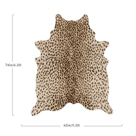 Leopard Rug Cheetah Print Rug: 5.2 x 6.2 Feet Animal Area Carpet Western Decor for Bedroom Living Room