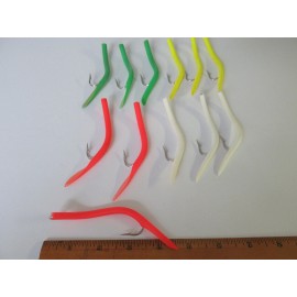 Dolphin 12 MUSTAD OPEN EYE TUBED WORM HOOK SZ 8/0 UMBRELLA RIG TEASER JIG  PICK COLOR - FLOURESCENT MIX