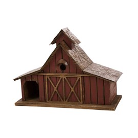 glitzhome 20.67" L Birdhouse for Outside Rustic Wood Barn Design Extra-Large Hand Painted Bird House