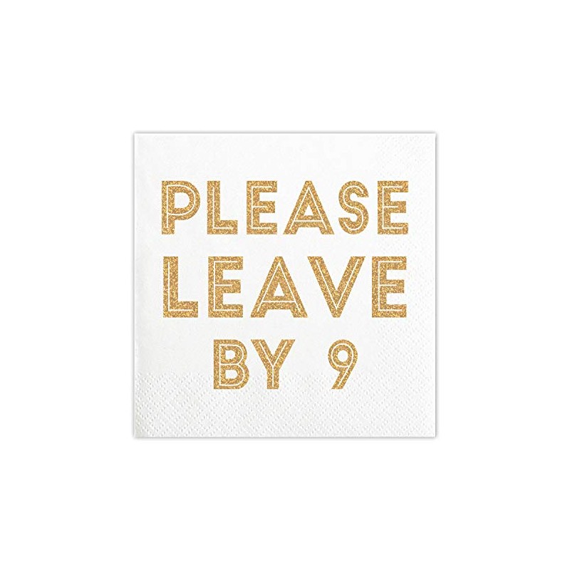 Slant Collections Cocktail/Beverage Paper Napkins, 20-Count, Please Leave By 9