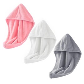Raganet, Set de 3 Toallas para el Cabello de Microfibras, Secado Rápido, Gorros Ultra Absorbentes para Pelo, Comodos y Ajustables a Tus Necesidades, Incluye 3 Piezas (3 Colores) (3 Colores)