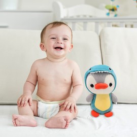 Tocwick Penguin Frog Stuffed Animal in Cute Costume, Soft Penguin Plush Small Animal Image in Frog Outfit Adorable Pillow for Lover Friends Classmates Gift (Penguin-Dinosaur)