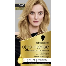 Schwarzkopf Oleo Intense Permanent Oil Colour 8-86 Golden Dark Blonde Hair Dye, 100% Grey Coverage, Conditioner with HaptIQ System, Long-Lasting Colour, Ammonia Free Hair Dye