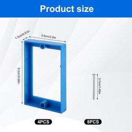 4Pack 1/4 Inch Single Gang Electrical Outlet Box Extenders with 8 Screws,Receptacle Extension for Electrical Boxes and Power Socket Switches(Blue)
