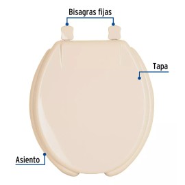 Foset Asiento Para Wc Redondo, Color Hueso Foset Awc-40h