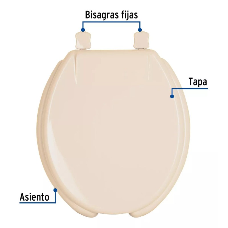 Foset Asiento Para Wc Redondo, Color Hueso Foset Awc-40h