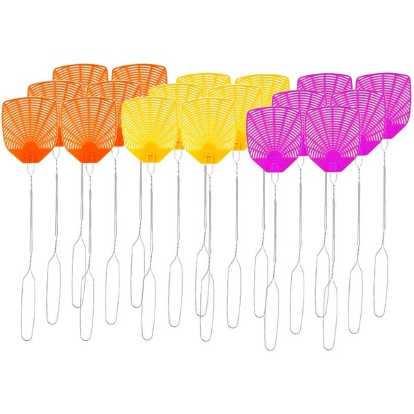 PIC Wire Metal Handle Fly Swatters (Colors May Vary), 18 Pack