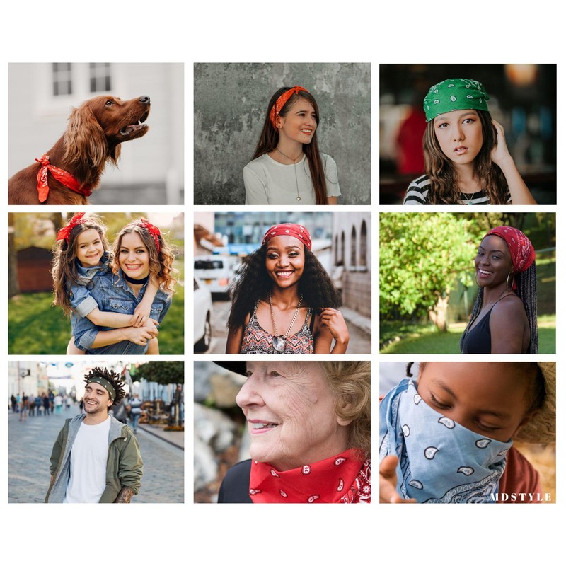 MDSTYLE 100% Cotton Bandana for Men & Women 22" x