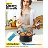 Silicone Soup Ladle and Spaghetti Spoon Set with Wooden Handle,