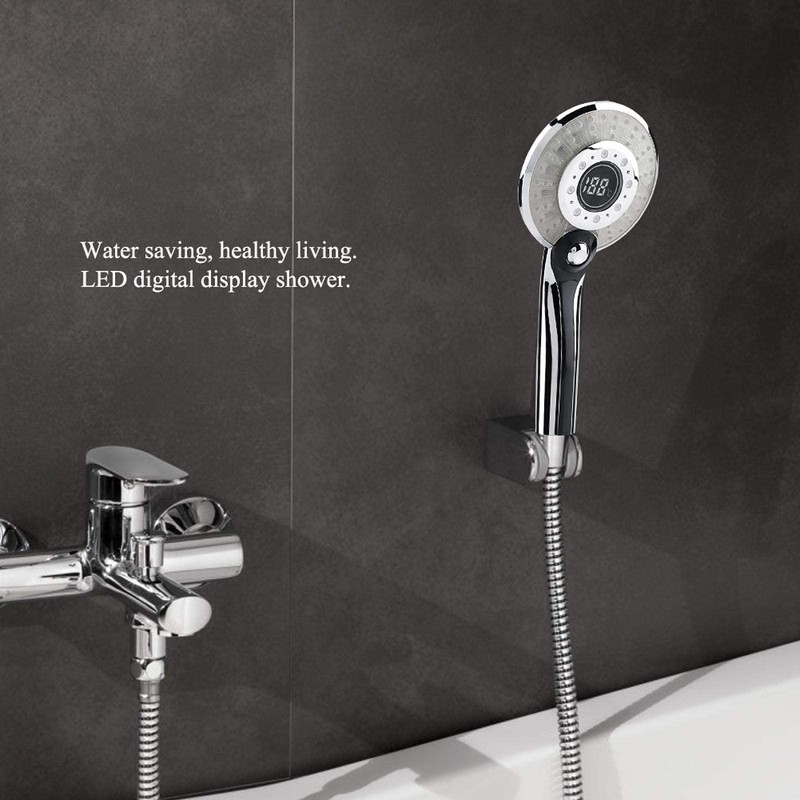 LED Shower Head, 3 Colour Changing Temperature Control, Digital LCD