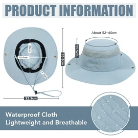 Yanruyu Fishing Hat, Sun Hat, Lightweight and Breathable, UPF > 50, T(UVA) AV 1.32%, Protects Against Ultraviolet Rays, black