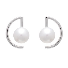 6-7 mm Freshwater Cultured Pearl Studs Earrings for Women/Curling Sterling Silver Earring Studs