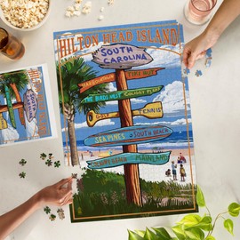Lantern Press 1000 Piece Jigsaw Puzzle, Hilton Head Island, South Carolina, Destinations Sign