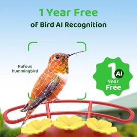 Hummingbird Feeder with Camera Solar Powered,Bird Cam with 1 Year Trial AI Identify,Ant Moat & Bee Proof,Easy Clean,Outdoor Hanging,Ideal Gifts for Hummingbird Lover