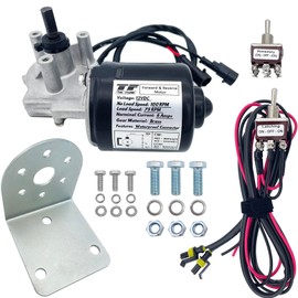 Trexflow TF 3/8" D Shaft 12V DC Reversible Motor Gear Motor 100 RPM (No Load) 75 RPM (Load) with Toggle Switch Wire Kits L Bracket Forward and Reverse Motor
