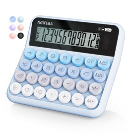 NGIFERA Mechanical Switch Calculator,12 Digits, Large LCD Display,Big Buttons,Solar and Battery Dual Power Mechanical Keyboard Desktop Calculators,Cute and Aesthetic (Blue Gradient, Large)