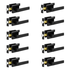 KAMOTA Privacy Door Levers, 10 Pack Matte Black Door Handles Bed and Bath Door Locks Interior Keyless Locksets, Left and Right Hand Reversible