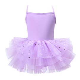 Toddler Girls Tutu Dresses Strap Shiny Tulle Ballet Leotard Ballerina Costume for Dance Purple 2-4T