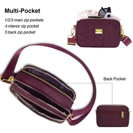 LassZone Ladies Girls Crossbody Bag Multi-Pocket Shoulder Bag Waterproof Nylon Handbag Small Cellphone Purse Wallet for Women