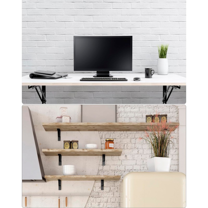 QWORK 24" Heavy Duty Folding Shelf Brackets for Wall Mounted
