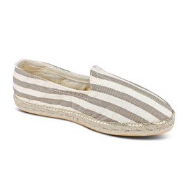 weltenmann Corralejo Coloured Wide Striped Slip-On Cotton Espadrilles with Shoe Bag, 41-46, Handmade in Spain, Biscotti
