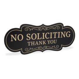 ExcelMark Premium No Soliciting Sign for House - Made in the USA (Medium - 2.8" x 7", Black with Gold Letters)