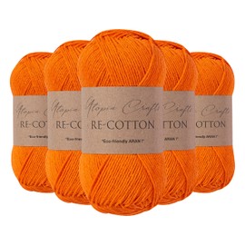 Utopia Crafts Re-Cotton Knitting Yarn 5 x 100g (Pumpkin Orange)