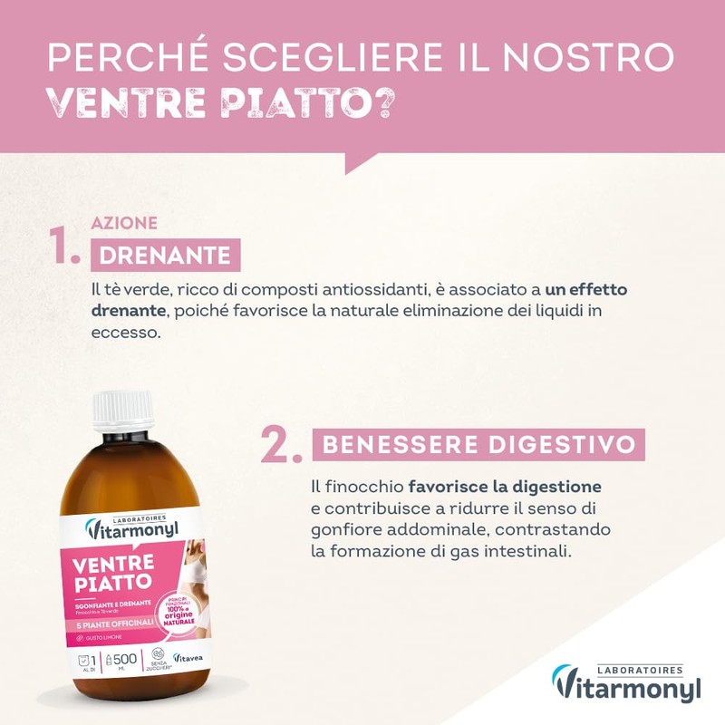 Vitarmonyl Ventre Piatto - Drenante con Thè Verde e Finocchio