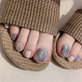 Nail Tip, Foot Nail Seal, False Nails, 24 Pieces, Cute Tips, Gel Nails, Nail Seal, Butterfly, Flowers, Cat Eye, Design False Nails, Reusable Repeatedly, Popular in Korea, Nail Supplies, Easy to Apply