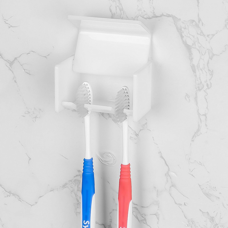 2 Pack Toothbrush Holder Wall Mounted with Cover for Bathroom,