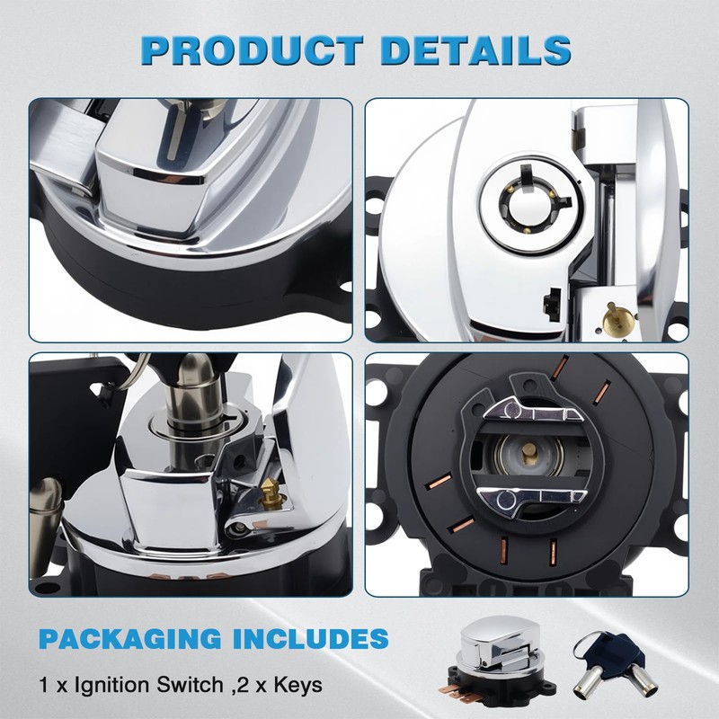 Ignition Switch Lock with 2*Keys Compatible with Harley-Davidson Road King