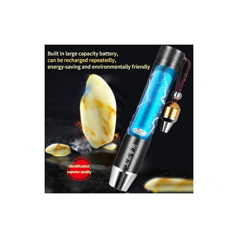 YZYOE Three Light Source Rechargeable Jade Identification Flashlight, LED Jewelry