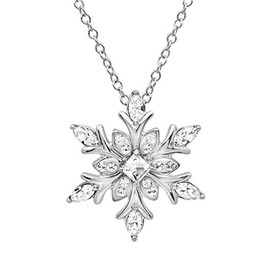 GYRMMUE Crystal Boho Snowflake Pendant Necklace,Creative Colorful Rhinestone Snowflake Sweater Necklaces Jewelry Gifts for Women (White)