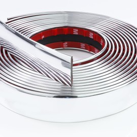 SBWLKJ 16FT Automotive Chrome Trim Molding 1-3/16"(30mm) Universal Car Side Moulding Trim UV Protected Scratch-Proof for All Vehicles Body Door Window Bumper, Self Adhesive