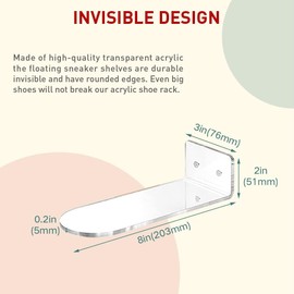 6pcs Floating Shoe Rack,Acrylic Clear Wall Mounted Shoe Display Shelf,Display Shoe&Sneaker Collectible Mini Shoe Rack For Gaming Room Room Decor For Men (6)